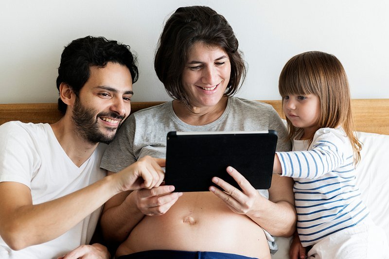 A family spending time together at home