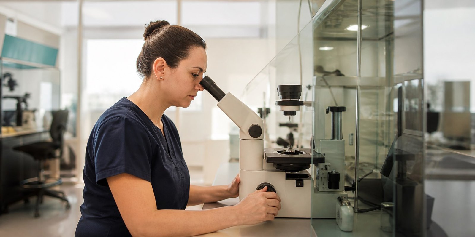 Embryologist working in a modern IVF laboratory